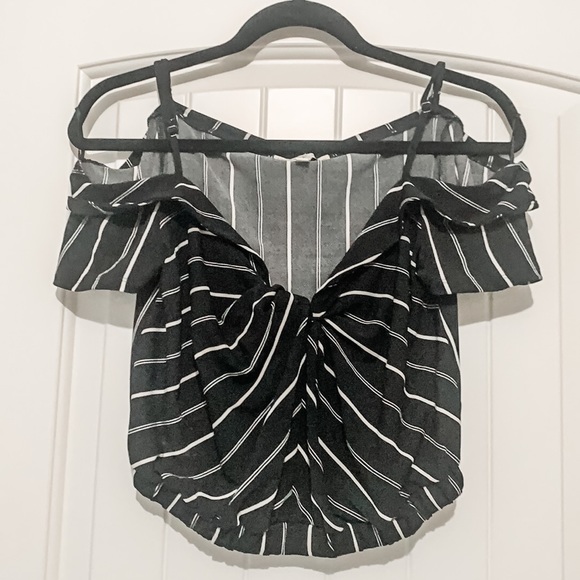 Express Pin Stripe Two Piece -Top & High Low Skirt - Picture 2 of 5